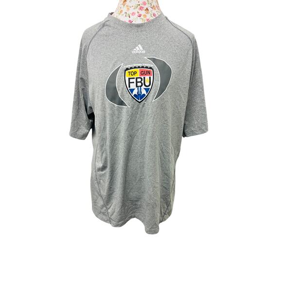 🩶 Adidas Gray FBU Top Gun Football Tee M Climalite Athletic Sports 90s Y2K - Picture 2 of 4